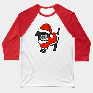 Cute Christmas Dog dressed in a Santa Suit with White Beard Baseball T-Shirt